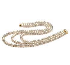Natural Three Strands Pearls Necklace